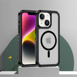 Case with frame for iPhone 13/14, for MagSafe, transparent / black