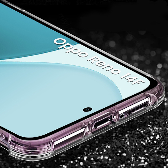 Case for Oppo Reno 14F, reinforced, with camera protection, transparent