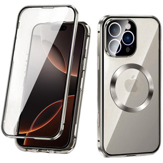 Magnetic Dual Glass MagSafe case for iPhone 16 Pro Max, titanium