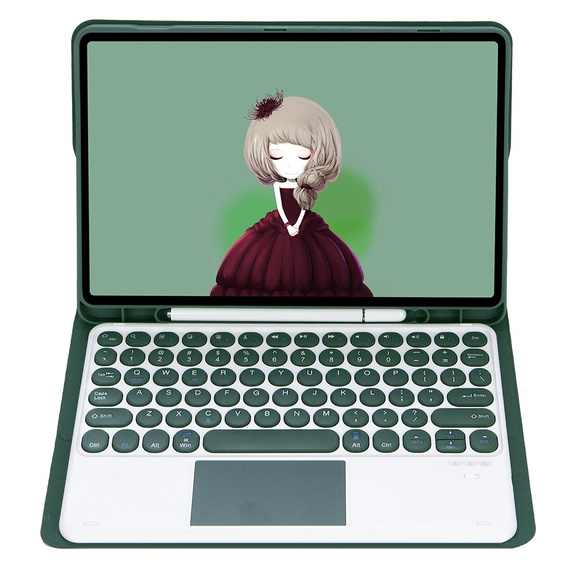 Case + keyboard Samsung Galaxy Tab S6 Lite 2020 P610/P615 / S6 Lite 2022 10.4, Touchpad Pen Slot, dark green