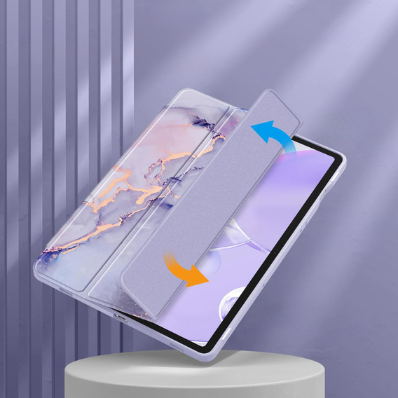 Case for Samsung Galaxy Tab S10 Lite / S10 FE / S9 FE, Smartcase Hybrid, with stylus space, Marble purple