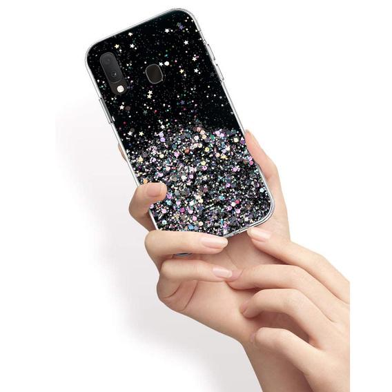 Case for Samsung Galaxy A20E, Glittery, black