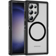 Case with frame for Samsung Galaxy S23 Ultra, for MagSafe, transparent / black