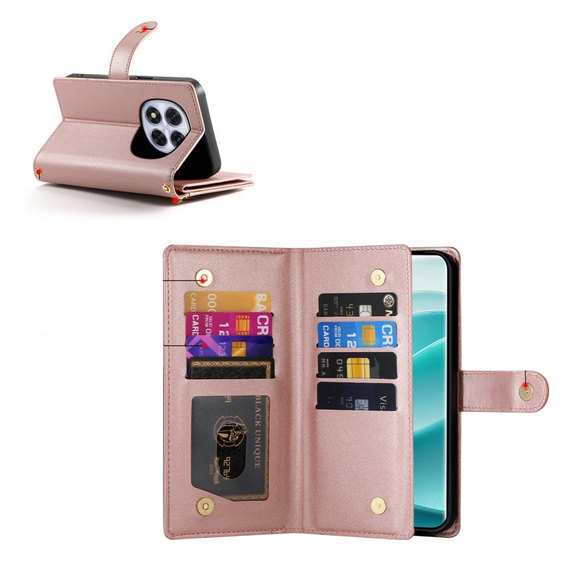 Flip case for Xiaomi Redmi Note 14 Pro 5G / Poco X7 5G, Wallet Zipper Pocket, pink