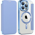 Flip case for iPhone 15 Pro, RFID Wallet MagSafe CamShield, blue