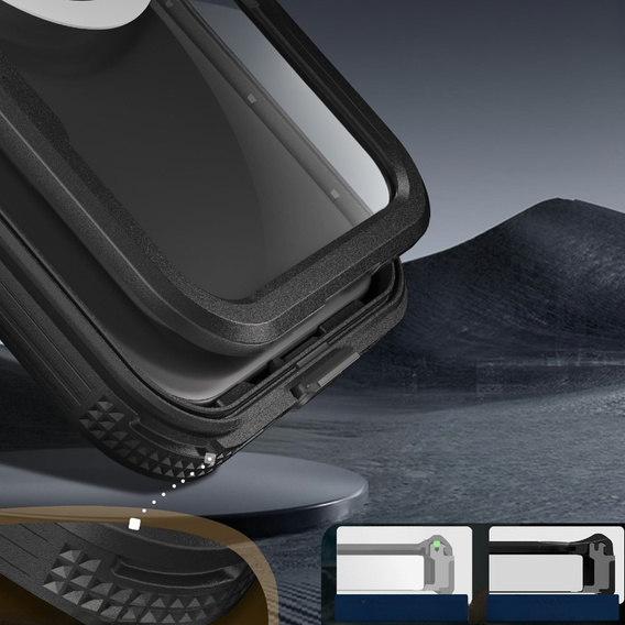 IP68 Waterproof Case for iPhone 16 Plus, SHELLBOX MagSafe, black