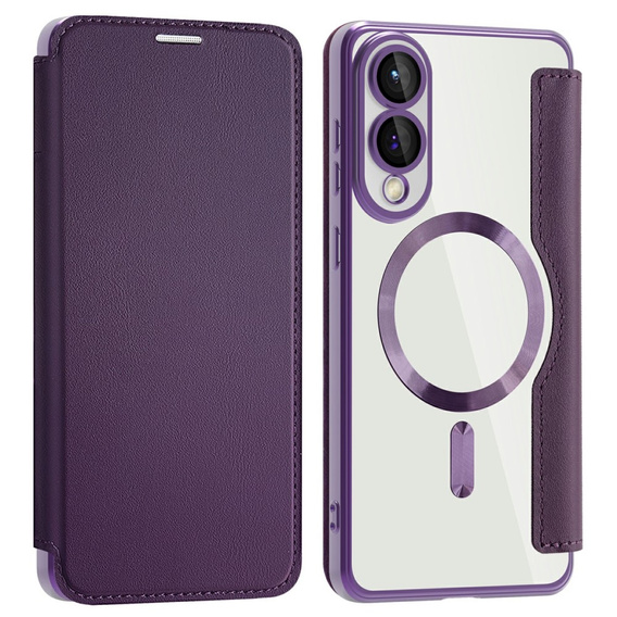 Flip case for Samsung Galaxy S25 Edge, RFID Wallet MagSafe CamShield, purple