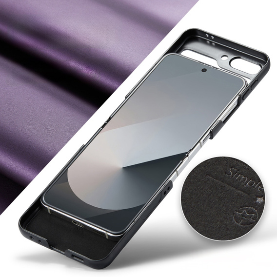 Case for Samsung Galaxy Z Flip7 FE / Z Flip6, CASEME Litchi Leather, purple