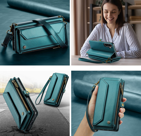 Wallet case with lock and straps for Samsung Galaxy A17 5G - green