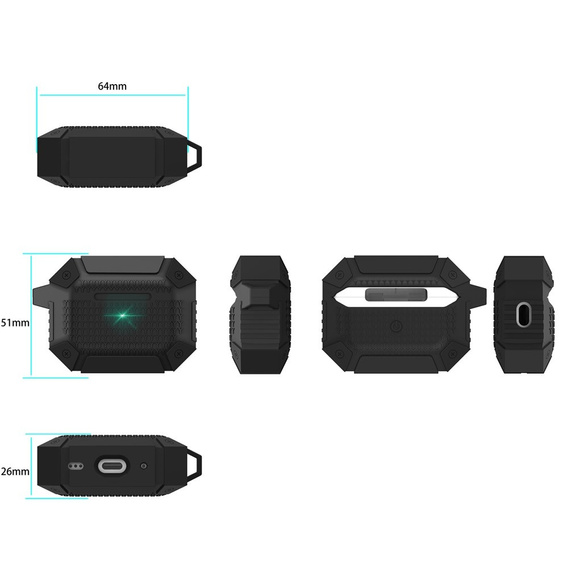 Armoured headphone case with carabiner for Apple AirPods Pro 3