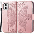 Flip case for Motorola Moto G73 5G, Butterfly, pink rose gold