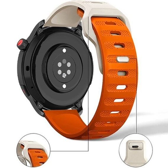 Silicone Universal Strap 20mm Dot Texture, orange / cream