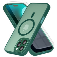 Case for iPhone 16 Pro Max, for MagSafe, ERBORD Matt Case, green + Screen Glass