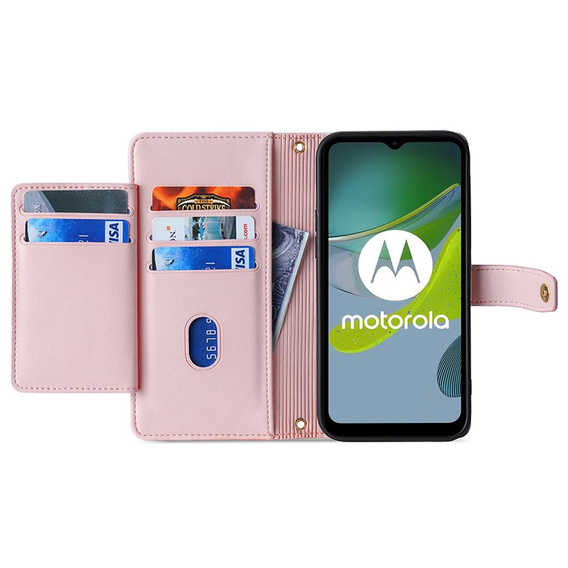 Flip case for Motorola Moto G84 5G, Wallet Zipper Pocket, pink