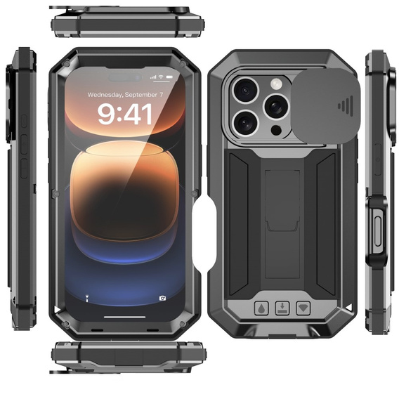 Case for iPhone 16 Pro, R-JUST CamShield Slide, armoured, black