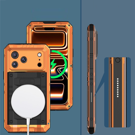IP68 waterproof case for iPhone 17 Pro, orange