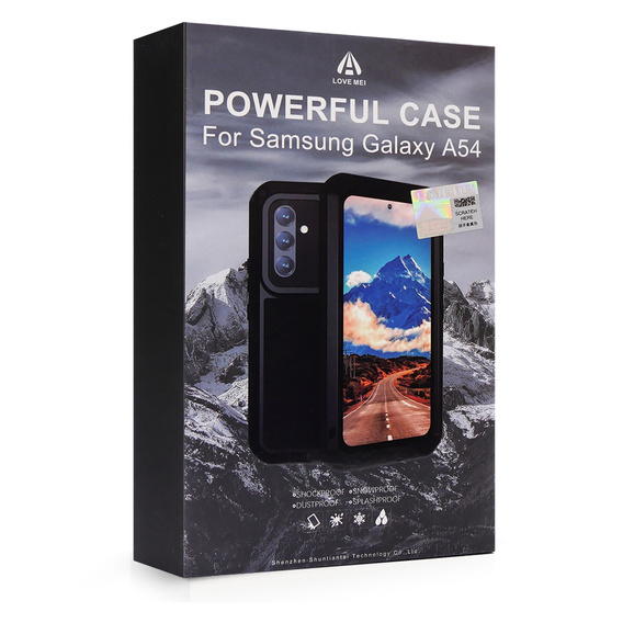 Love Mei Case for Samsung Galaxy A54 5G, armored with glass, silver