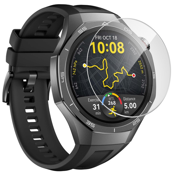 2x ERBORD Tempered Glass for Huawei Watch GT 5 Pro 46mm, with mounting frame