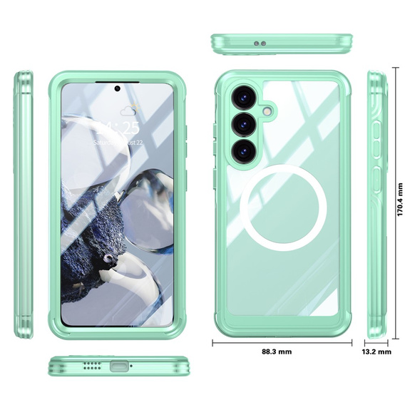 Case for Samsung Galaxy S25 FE, Shockproof, with glass, for MagSafe, green