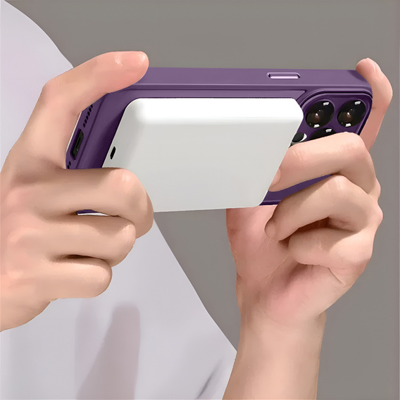 Case for iPhone 16 Pro, for MagSafe, ERBORD Matt Case, dark purple + Screen Glass