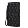 Flip case for Samsung Galaxy S25 Edge, Rhombus Crossbody Leather, black