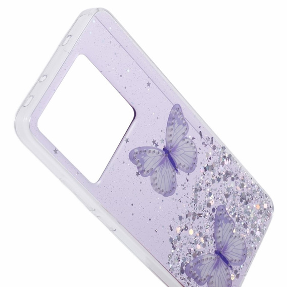 Case for Xiaomi 13T / 13T Pro / Redmi K60 Ultra, Glitter Butterfly, purple