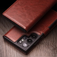 Flip case for Samsung Galaxy S25 Ultra, QIALINO Leather Wallet, dark brown