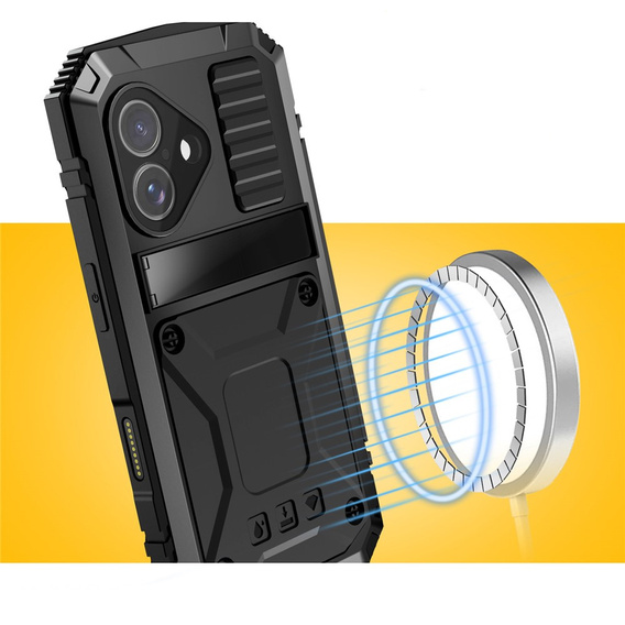 R-JUST case with stand and built-in glass for iPhone 17