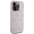GUESS Case for iPhone 15 Pro Max, 4G Metal Gold Logo, pink