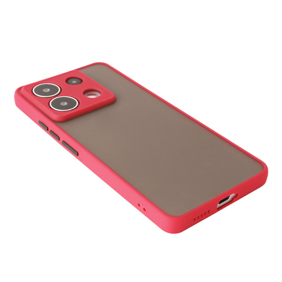 Silicone case for Xiaomi Redmi Note 13 Pro 5G, with camera protection, transparent / red + Tempered Glass 9H