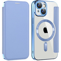 Flip case for iPhone 15 Plus, RFID Wallet MagSafe CamShield, blue