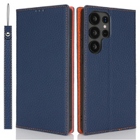 Flip case for Samsung Galaxy S25 Ultra, Litchi Skin Grain, dark blue