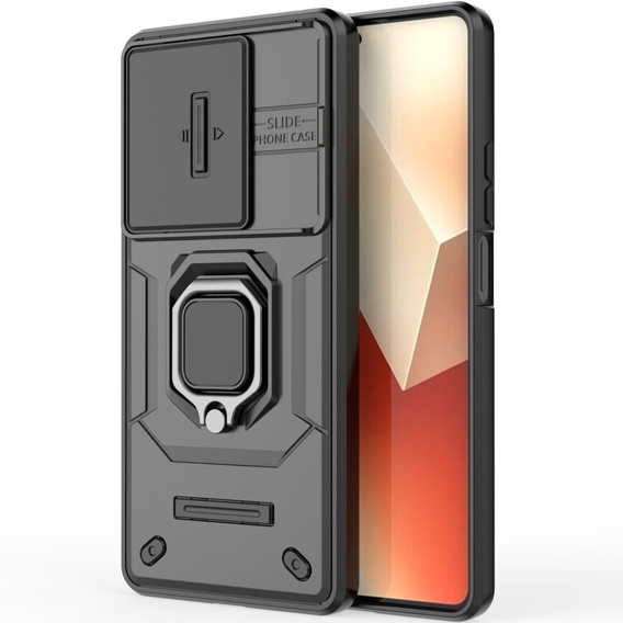 Case for Xiaomi Redmi Note 13 5G, KickStand Camera Lens, black