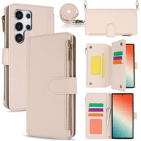 Flip case for Samsung Galaxy S24 Ultra, Wallet Zipper Pocket RFID, with shoulder strap, black