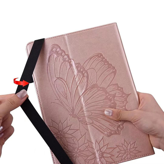 Case for Lenovo Tab M9, Wallet Pen Slot, butterflies, brown