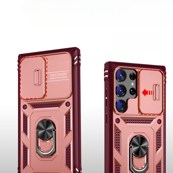 Case for Samsung Galaxy S23 Ultra, CamShield Slide, pink / red