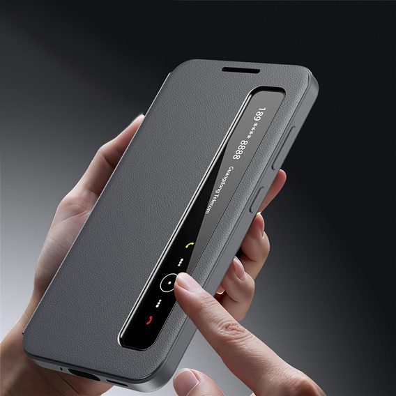 Smart View Window Leather Case for Samsung Galaxy S26, grey