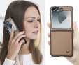 Case for Samsung Galaxy Z Flip7 FE / Z Flip6, CASEME Litchi Leather, brown