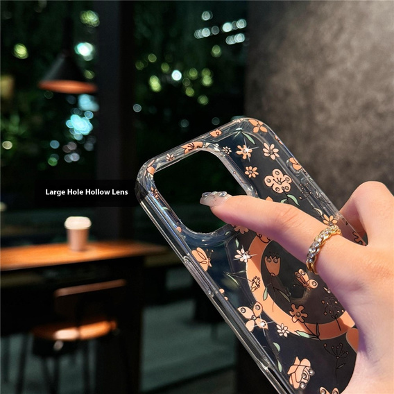 Magnetic case with floral laser pattern for iPhone 16 Pro