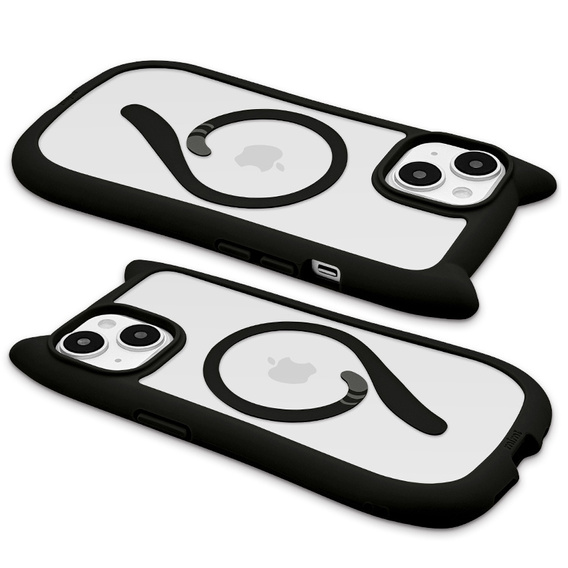 Case for iPhone 15, for MagSafe, Cute Cat, black + Screen Glass