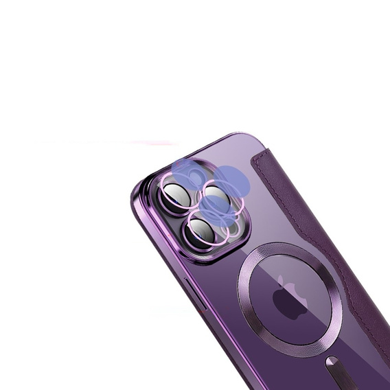 Flip case for iPhone 14 Pro Max, RFID Wallet MagSafe CamShield, purple