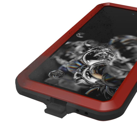 Love Mei Case for Samsung Galaxy S21 FE, armored with glass, red