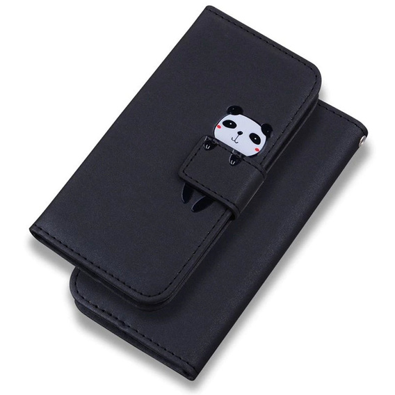 Flip case for Motorola Moto G22, Wallet Panda, black