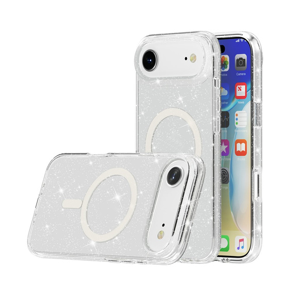 Case for iPhone Air, for MagSafe, glitter, transparent