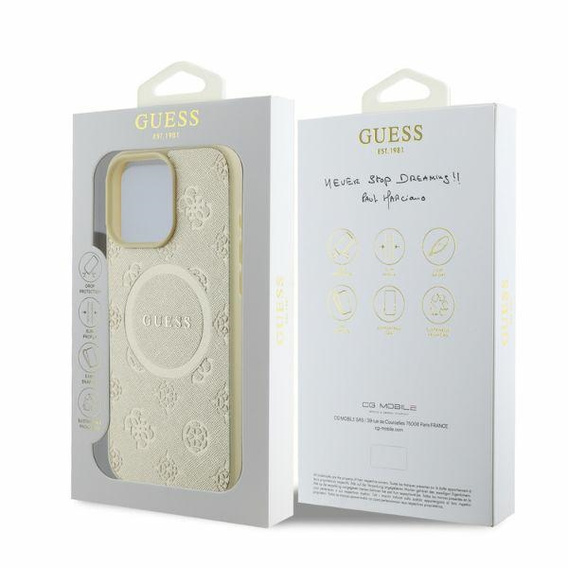 GUESS Saffiano Peony Classic Logo MagSafe Case for iPhone 16 Pro