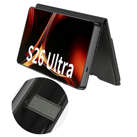 GKK Card Slot Wallet flip case for Samsung Galaxy S26 Ultra, carbon black