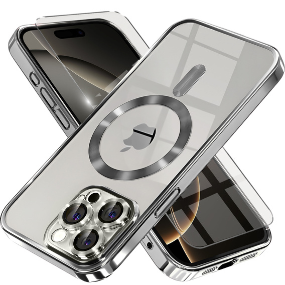 Case for iPhone 16 Pro, Electro MagSafe, titanium grey + Screen Glass