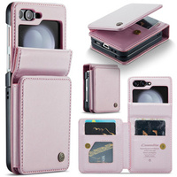 CASEME flip case for Samsung Galaxy Z Flip5 5G, Litchi Wallet, pink