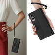 Flip case for Samsung Galaxy S25 Edge, Rhombus Crossbody Leather, black