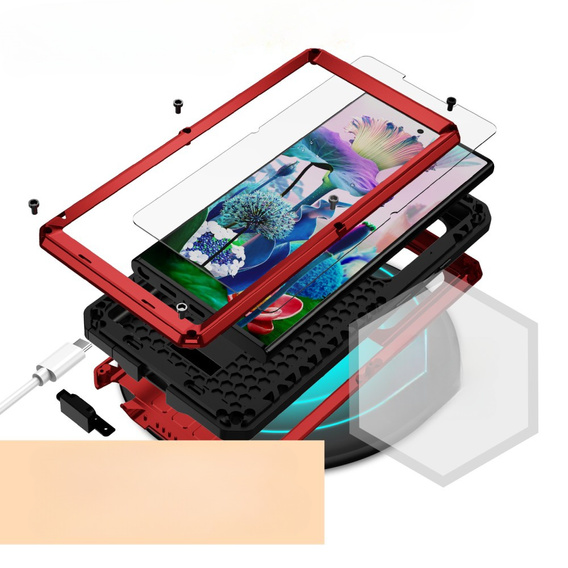 Armored case for Samsung Galaxy S23 Ultra, R-JUST CamShield Slide, red
